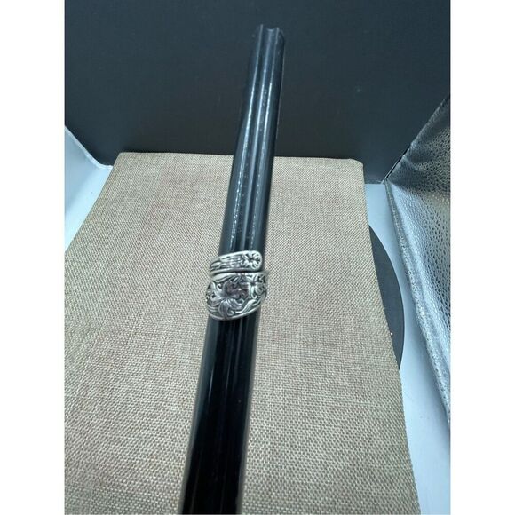 Antique Silver Spoon Ring Unisex Size 6.5 Floral Pattern - Picture 2 of 7